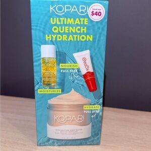 Kopari Hydration Trio with Aqua Box and Red Lip Gloss